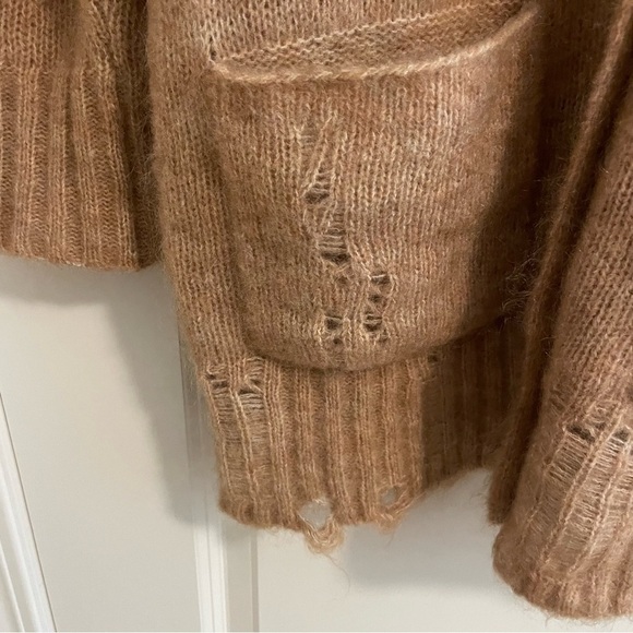 R13 Distressed Mohair Wool Blend Oversized Cardigan In Camel Tan Size XS - Picture 8 of 15